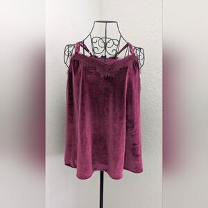Nine West Velvet Camisole In Burgundy